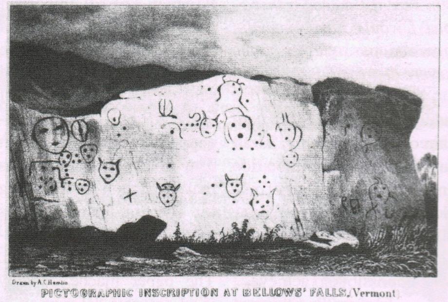 Pictographs at Bellows Falls; drawn c.1850 by A.C. Hamlin.