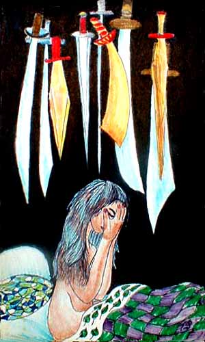 tarot card: 9 of swords: the nightmare come true.