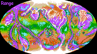 Distribution map of an intelligent species called camaroos native to Tharn, a dry thin-aired world