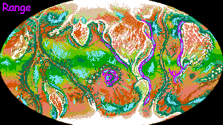 Distribution map of an intelligent species called lebbird, native to Tharn, a dry thin-aired world