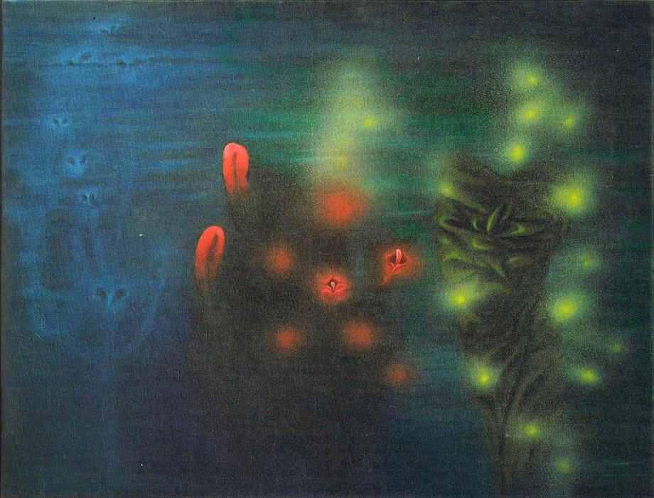 'They Touch Me In Sleep', 1956 painting by Toyen. Click to enlarge.