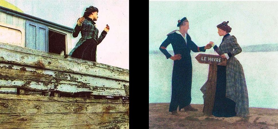 Woman on a wooden ship lands in Le Havre; dream ca.1868, staged photos ca.1965 by Mike Buselle.