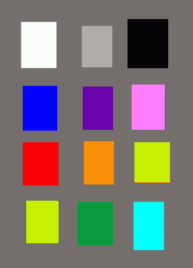Rectangular grid of twelve color-coded buttons.