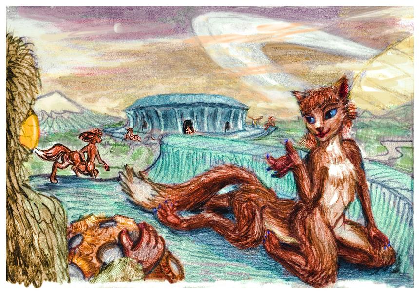 Tritonian Foxtaur University. Dream sketch by Wayan. Click to enlarge.