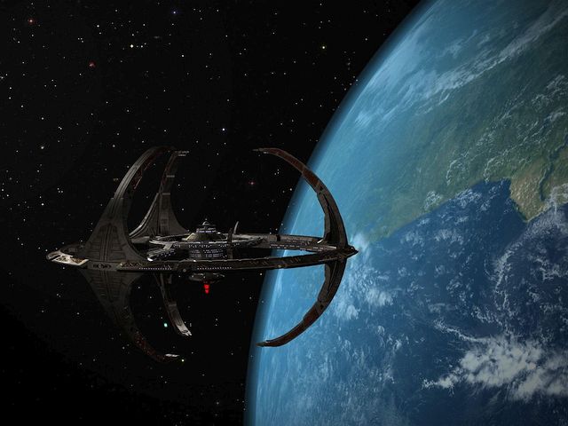 Deep Space Nine, a city-sized orbital station on Star Trek. Click to enlarge.