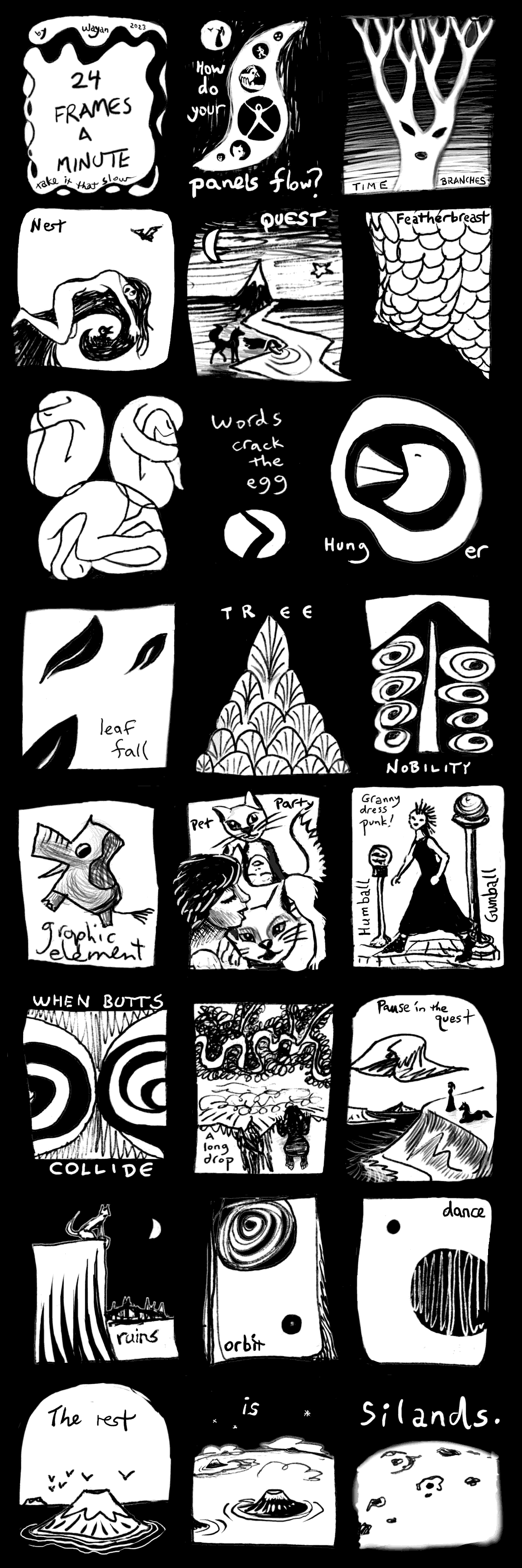 '24 Panels a Minute', an ink improv comic by Wayan.