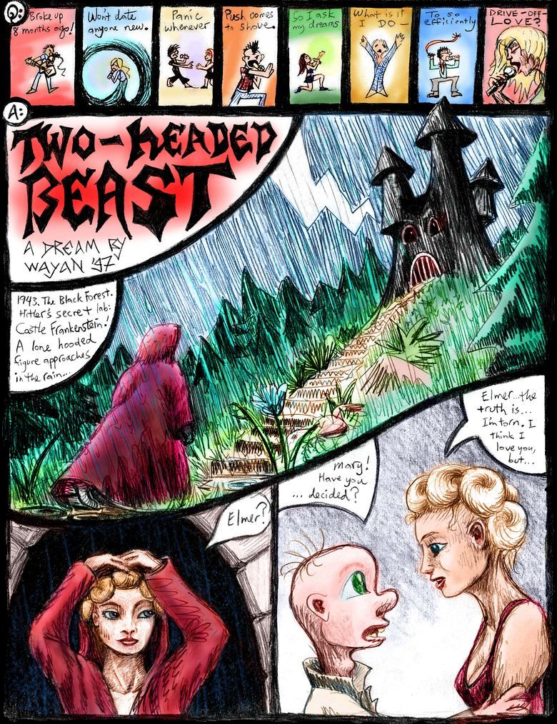 P.1 of 'Two-Headed Beast', a dream-comic by Wayan.