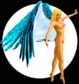Wasp angel: blonde, blue-eyed and -winged