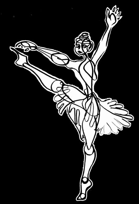 Ink sketch of a ballerina, by Wayan. Click to enlarge.