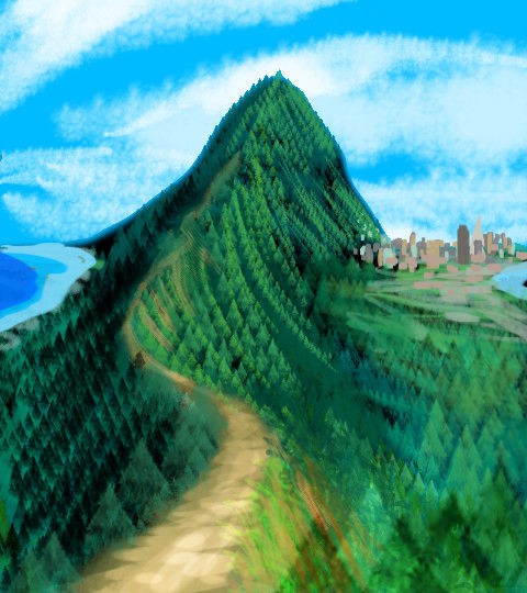 My childhood's Ridge of Isolation; dream sketch by Wayan.