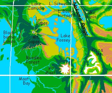 Map of Mt Maat region, on Venus, after terraforming