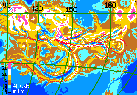 Laminar flow on Venus: Artemis, Dali and Dzyzlan Chasmas.