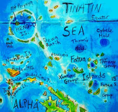 Sketchmap of the Fatua & Heng-O Islands on terraformed Venus.