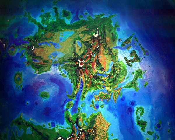 Orbital photo of Beta and Asteria, on Venus, after terraforming. Click to enlarge.