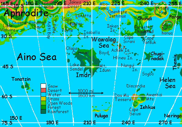 Map of islands in the Aino Sea, on terraformed Venus.