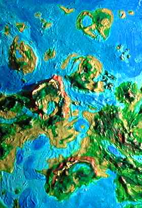 Orbital photo of islands in the Hecate Sea, Dilga Strait region, on Venus after terraforming