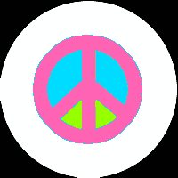 Peace sign in fluorescent colors.