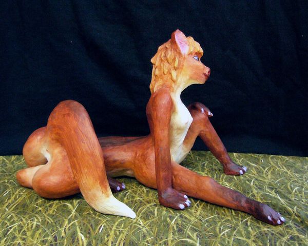 'Vixentaur'; unfired clay sculpture by Wayan. Click to enlarge.