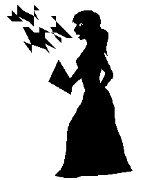 Silhouette of poet reciting.