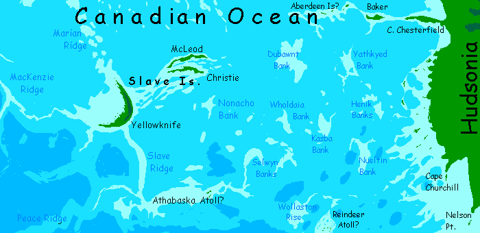 Location Map of Great Slave Islands in the Canadian Ocean on Inversia, where up is down & down up.