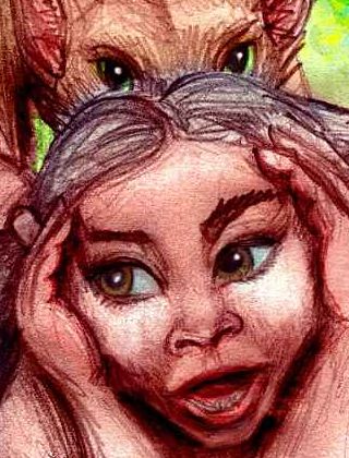 wolf girl's face; sketch of a dream by Wayan.