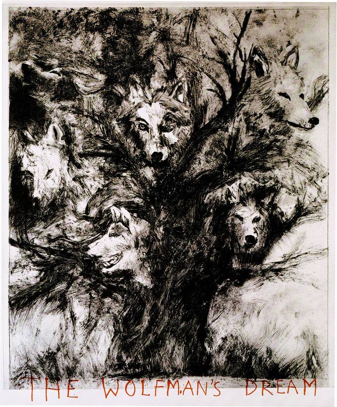 'Wolves Sitting in a Tree', dreamt by Sergei Pankejeff, sketch by . Click to enlarge.