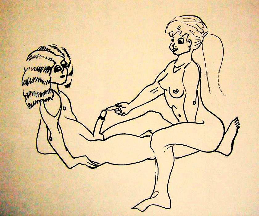 Cartoon of girl poking brother's erection. Dream sketch by Wayan.
